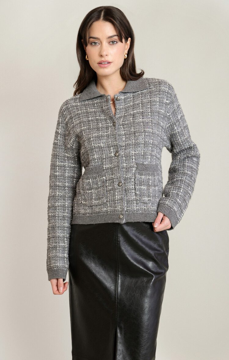 Black Tape Twill Cardigan Sweater