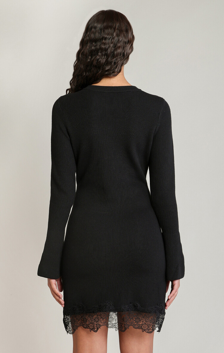 Dex Long Sleeve Ribbed Mini Dress