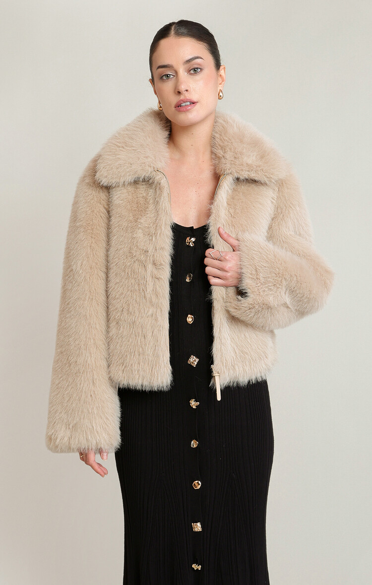 Black Tape Faux Fur Jacket
