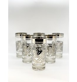 Silver Highball Glasses—Basketweave