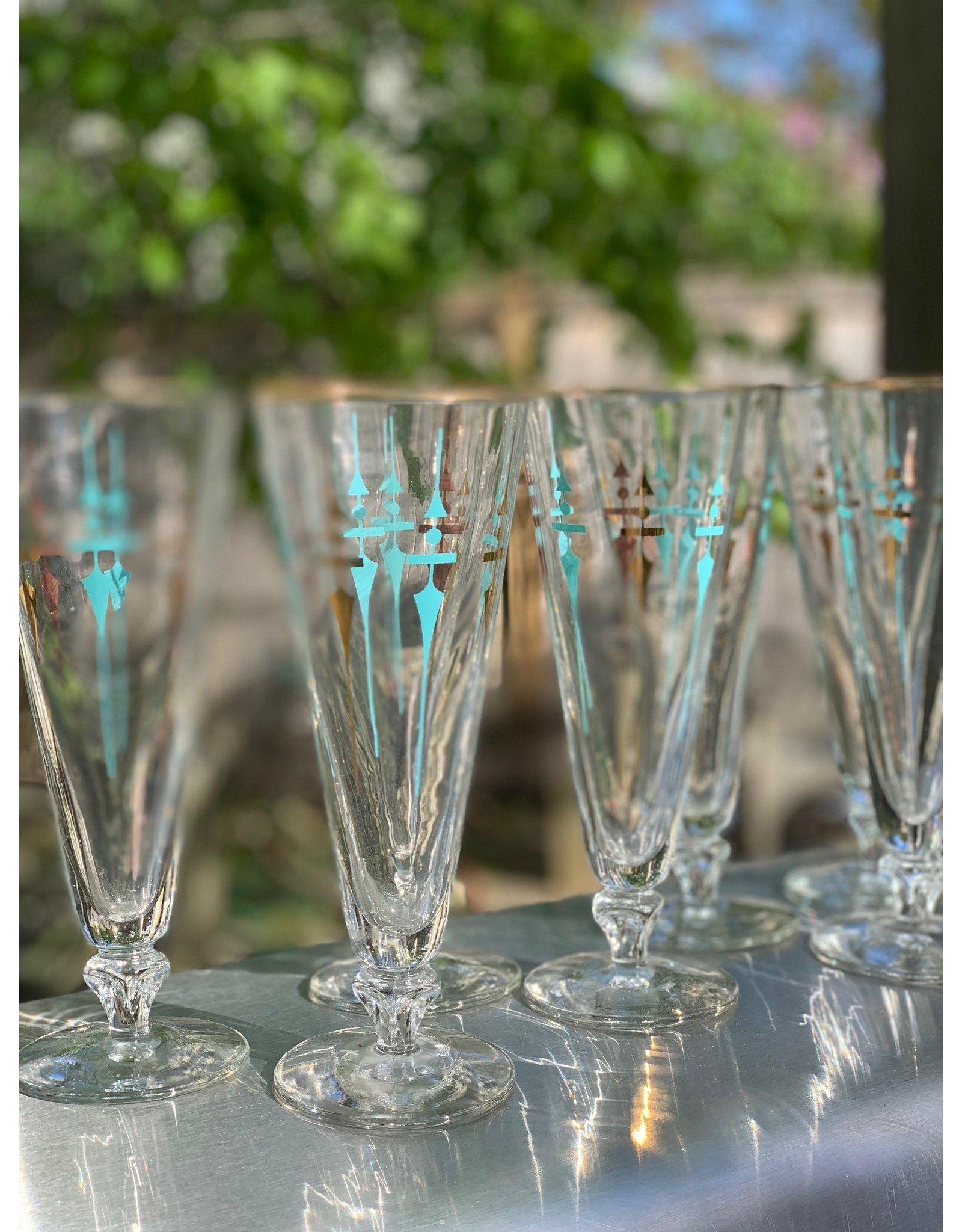 Libbey Pilsner Glasses--Abstract Swords