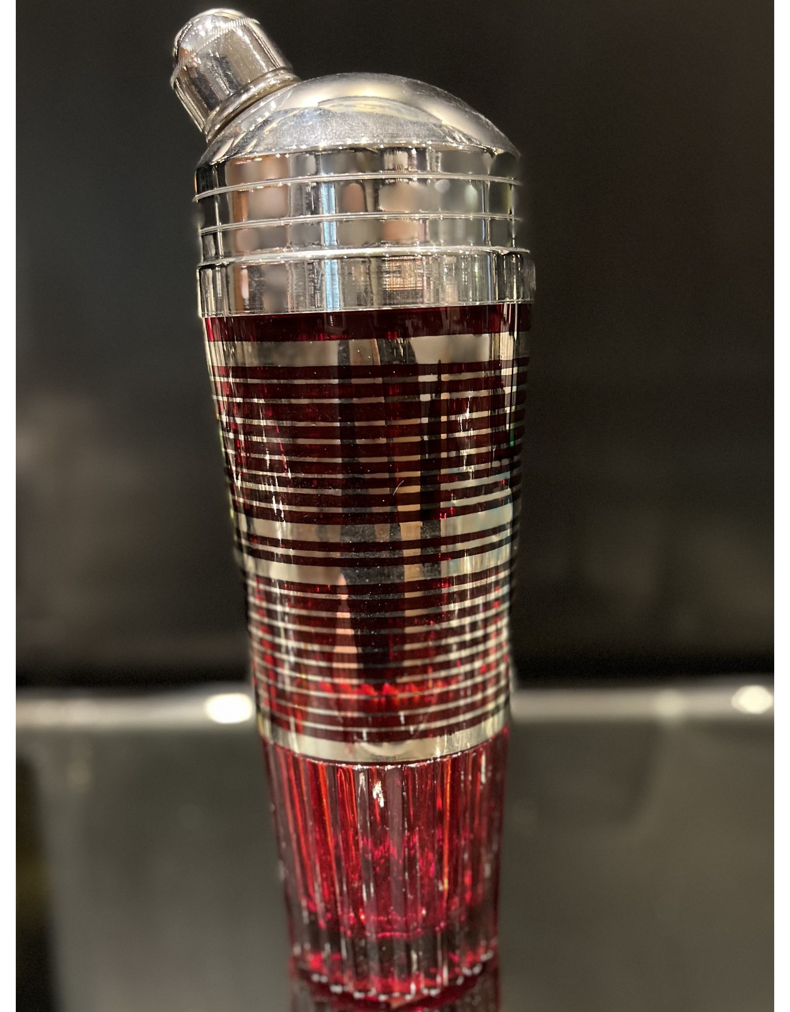 Vintage Ruby Red Glass Cocktail Shaker