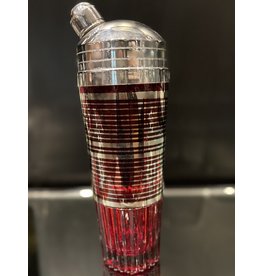 Paden City Cocktail Shaker Ruby with Silver Bands