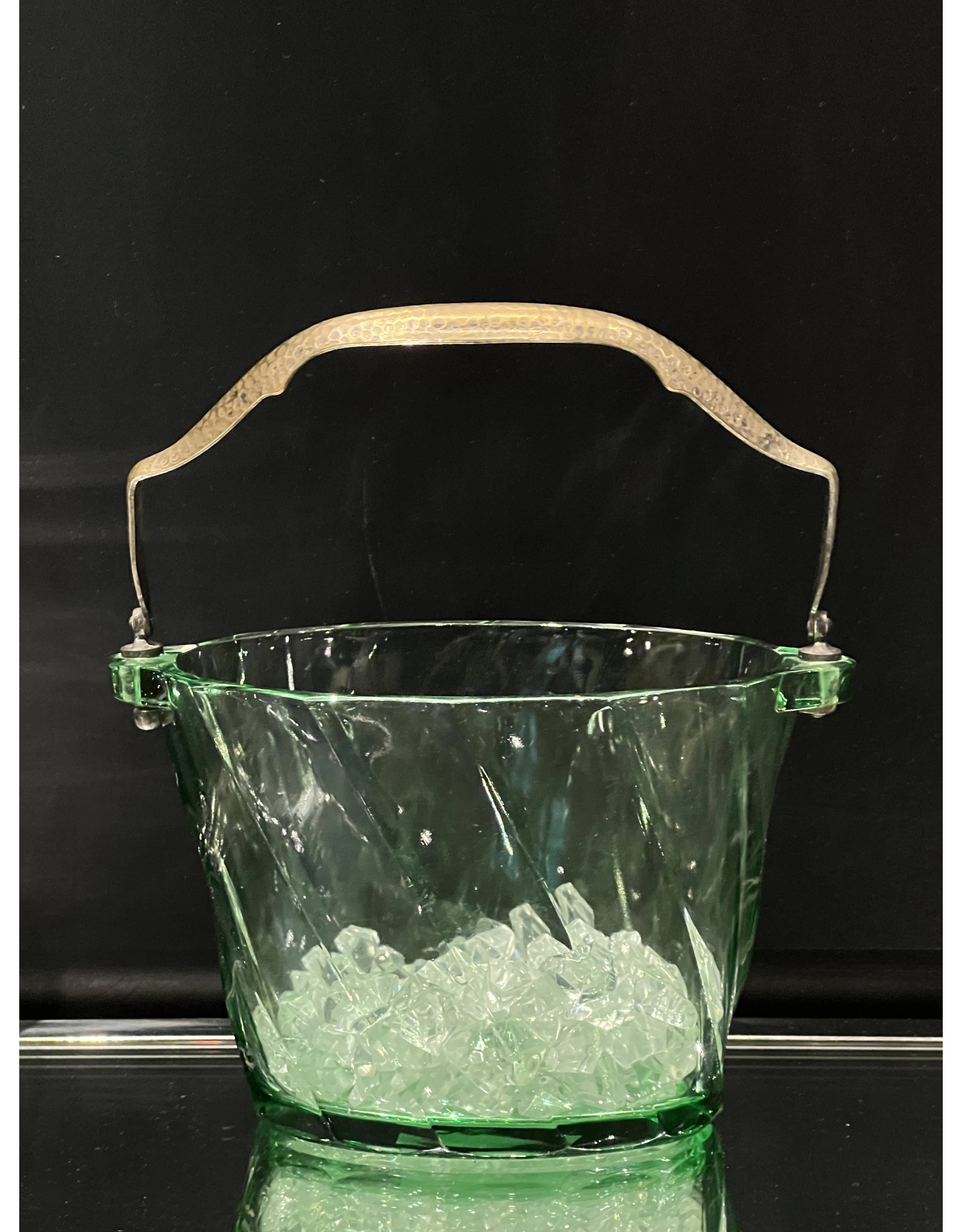 Heisey Glass Twist Green Moongleam Ice Bucket