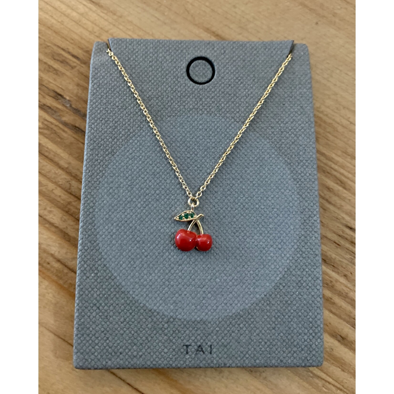 tai Gold Simple Chain w/ Red Enamel Cherry