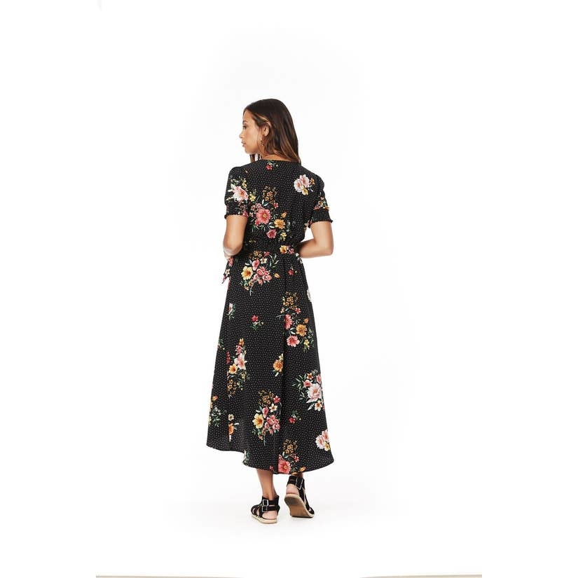 black floral midi dress