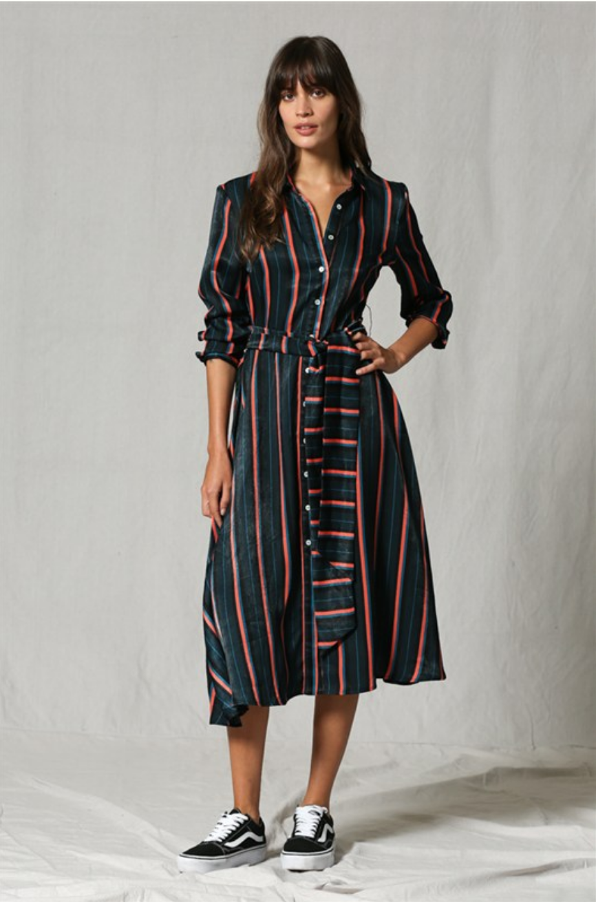 multi stripe midi dress