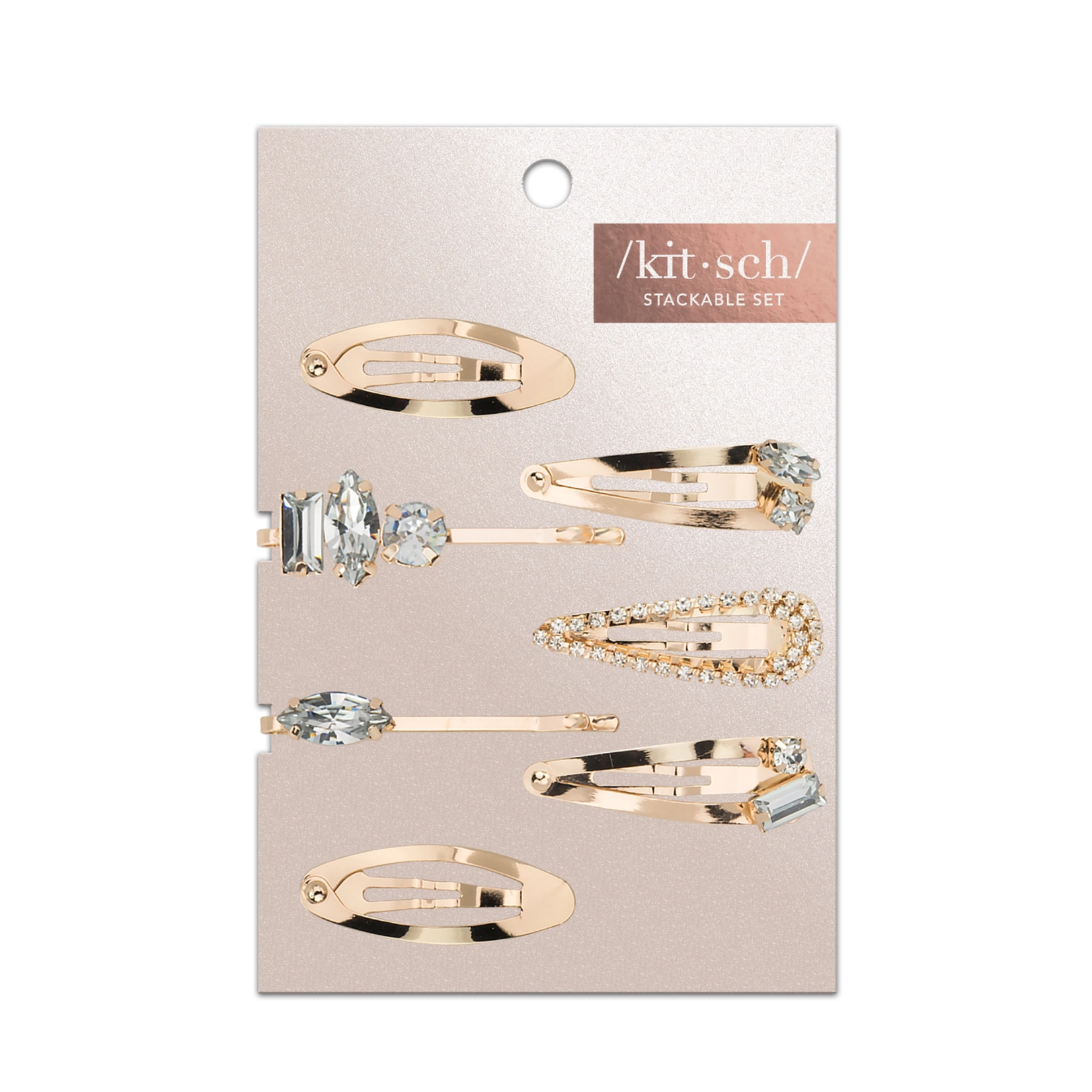 Kitsch Micro Stackable Snap Clips 7pc Set - Gold