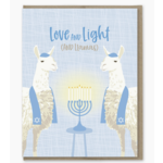 Modern Printed Matter Love and Light and Llamas Hanukkah Card