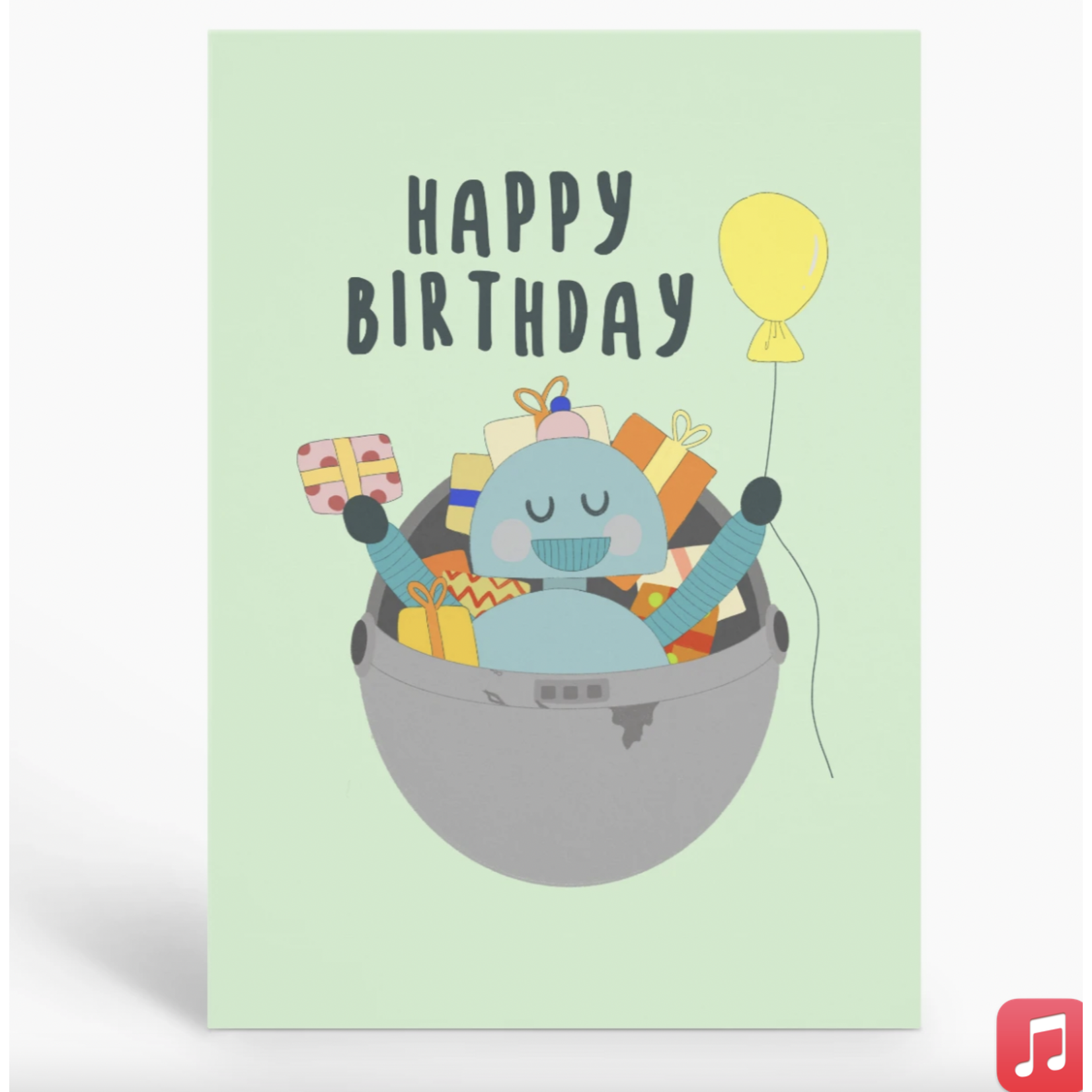 Bikay Robot Happy Birthday Card