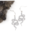 Crafts and Love Brass Snake Earrings - Silver