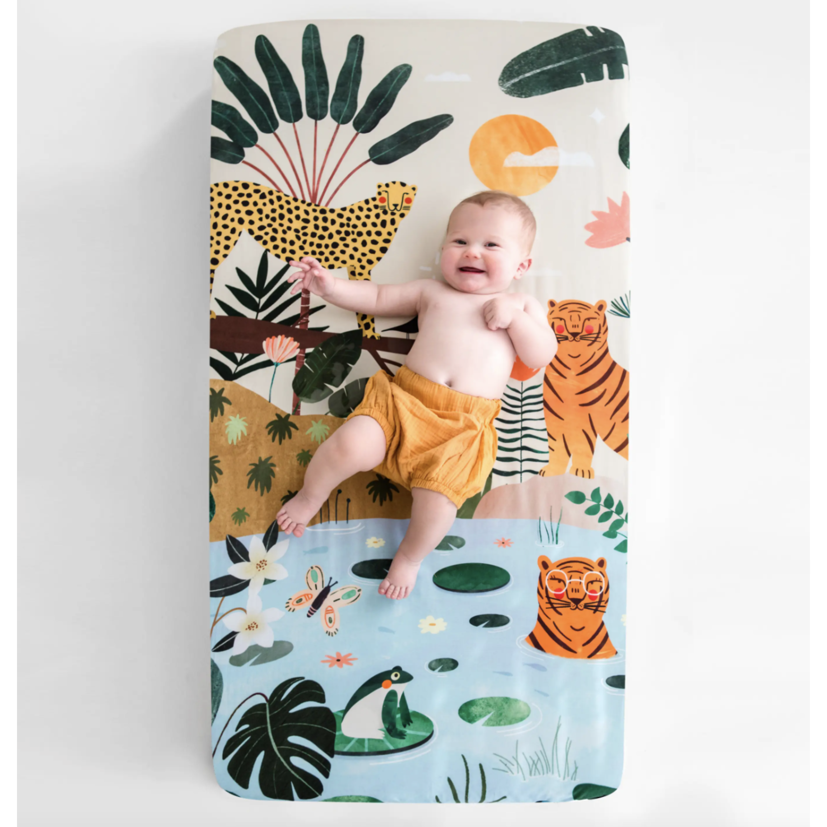 Rookie Humans Cotton Sateen Crib Sheet: In the Jungle