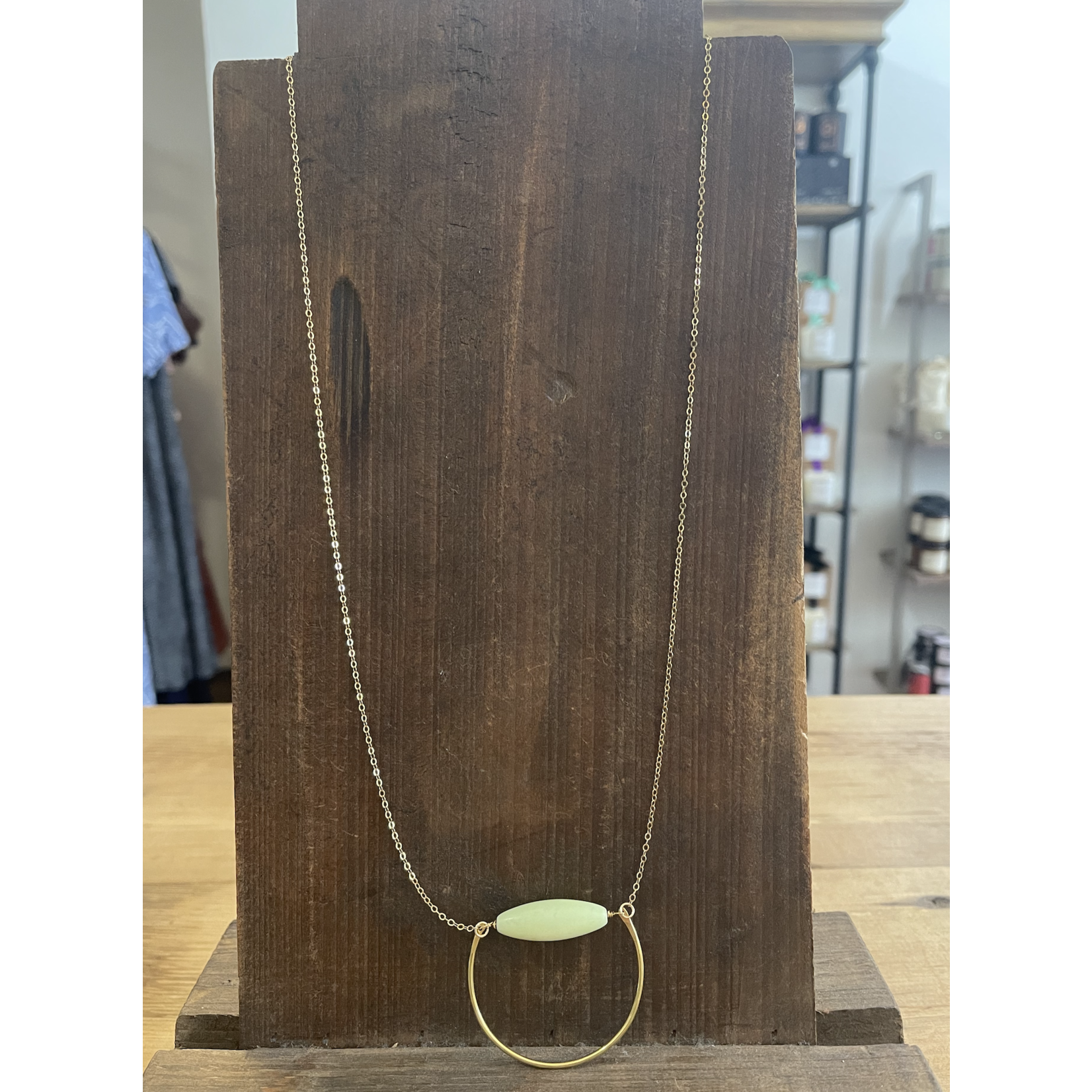 Metrix Jewelry Green Tube Bead with Brass Crescent