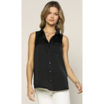 Skies Are Blue Barb Sleevless Button Down - Black