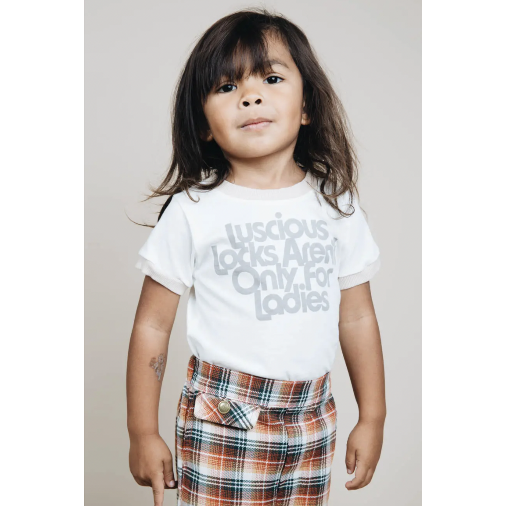 The Bee & The Fox Luscious Locks Aren't Only for the Ladies-Kids Ringer Tee
