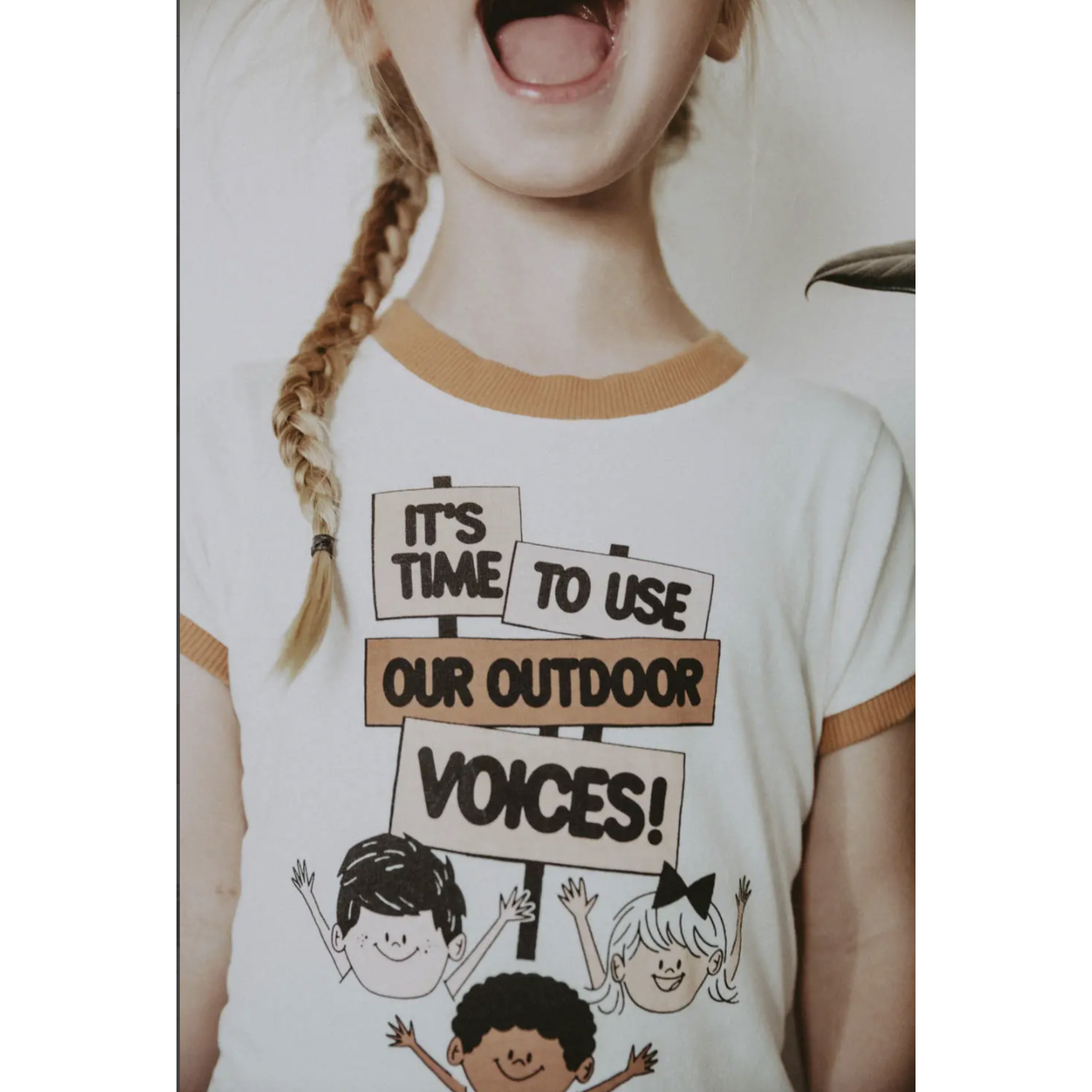 The Bee & The Fox It's Time to Use Our Outdoor Voices-Kids Tee