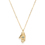 Amano Studio Tiny Mystic Hand Necklace-Gold/Turq