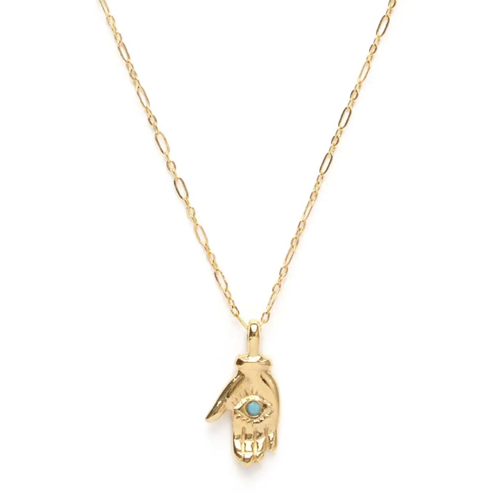 Amano Studio Tiny Mystic Hand Necklace-Gold/Turq