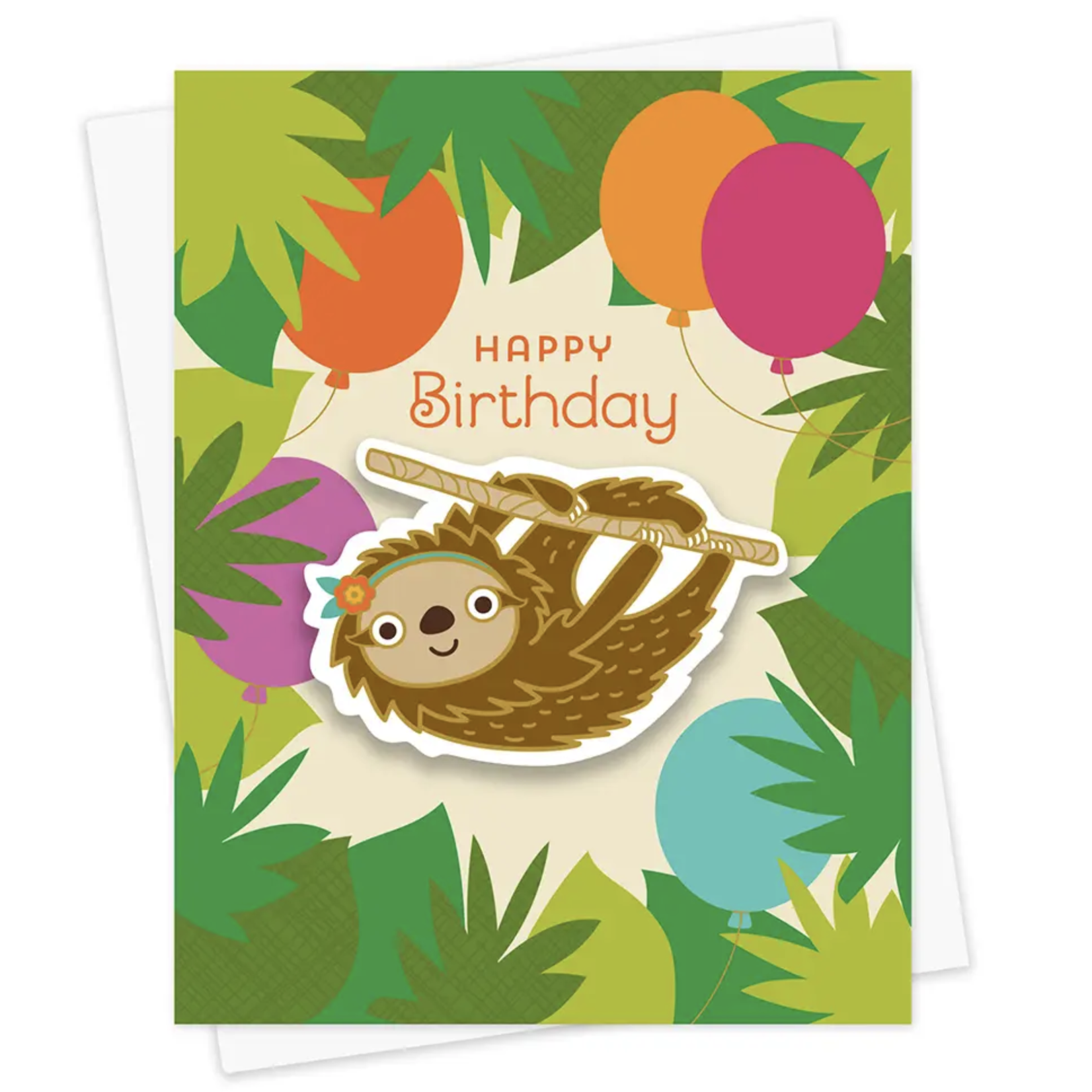 Night Owl Paper Goods Forest Sloth Sticker Birthday Card