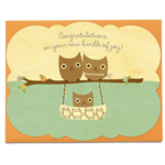 Night Owl Paper Goods Baby Hoot Wood Congratulations Card