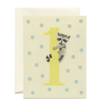 Yeppie Paper Raccoon 1st Birthday Card