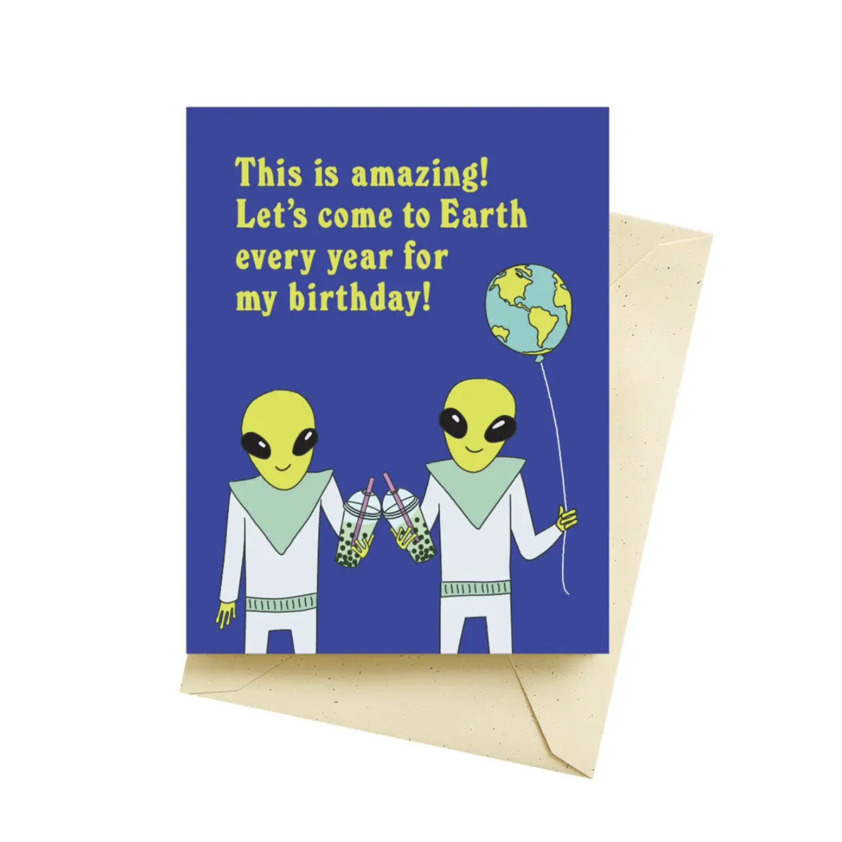 Seltzer Aliens Boba Birthday Card