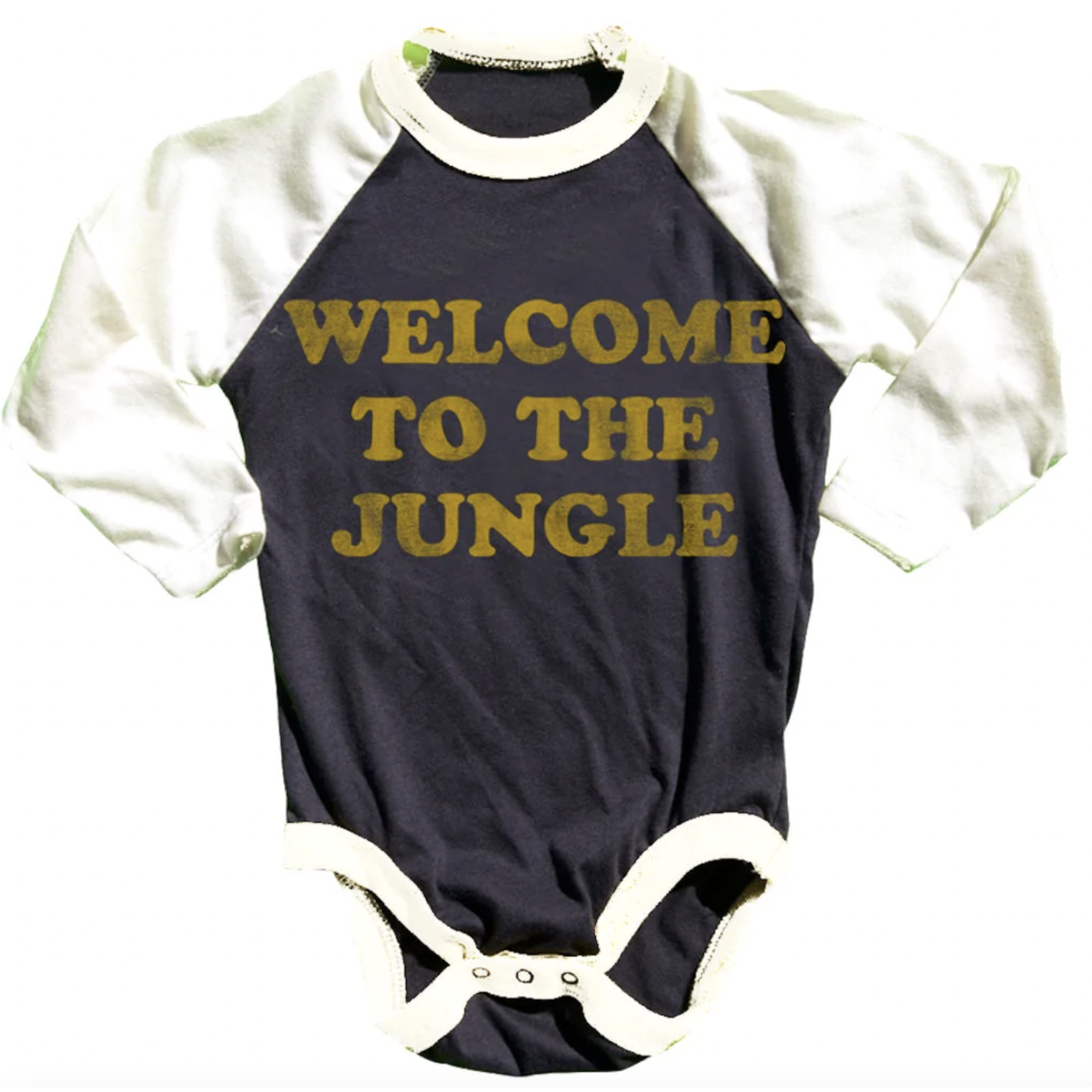 Rowdy Sprout WELCOME TO THE JUNGLE RECYCLED RAGLAN ONESIE