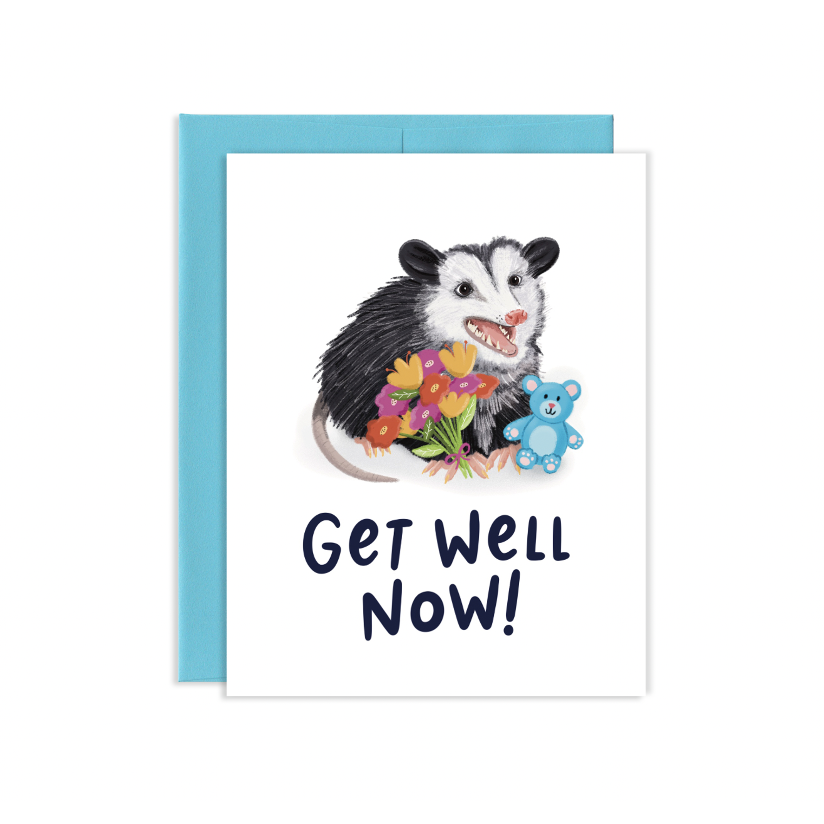 Grey Street Paper Get Well Now Opossum Card