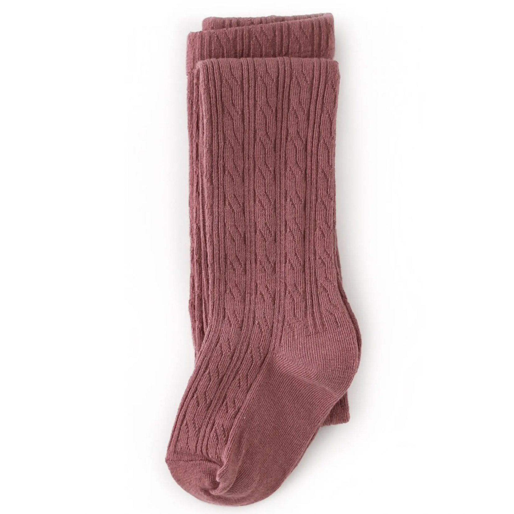 Little Stocking Co Cable Knit Tights-Mauve Rose