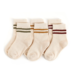 Little Stocking Co Striped Midi Sock 3 pack-Vanilla