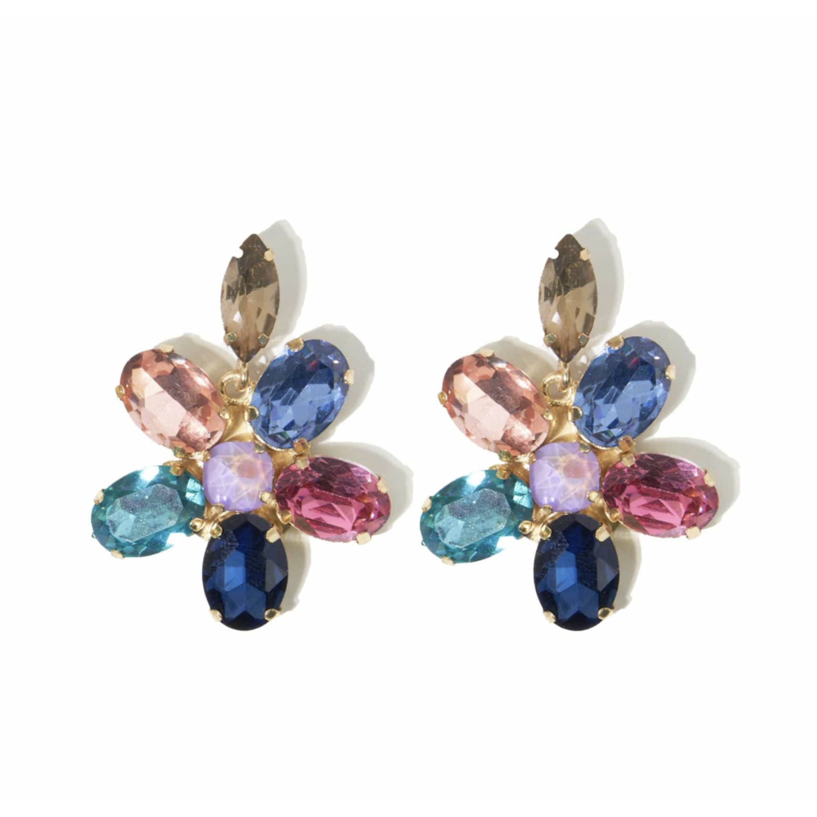 Ink +Alloy rainbow flower crystal drop earring