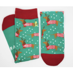 Woven Pear Crew Socks, Feliz Navidog