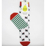 Woven Pear Crew Socks, Santa Kitty