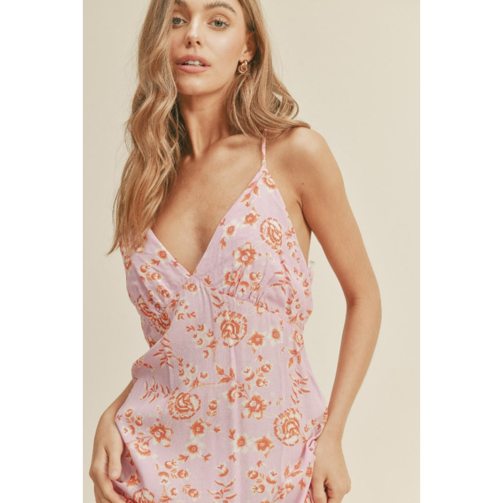Lush Tarah Maxi Dress-Pink/Rust Floral