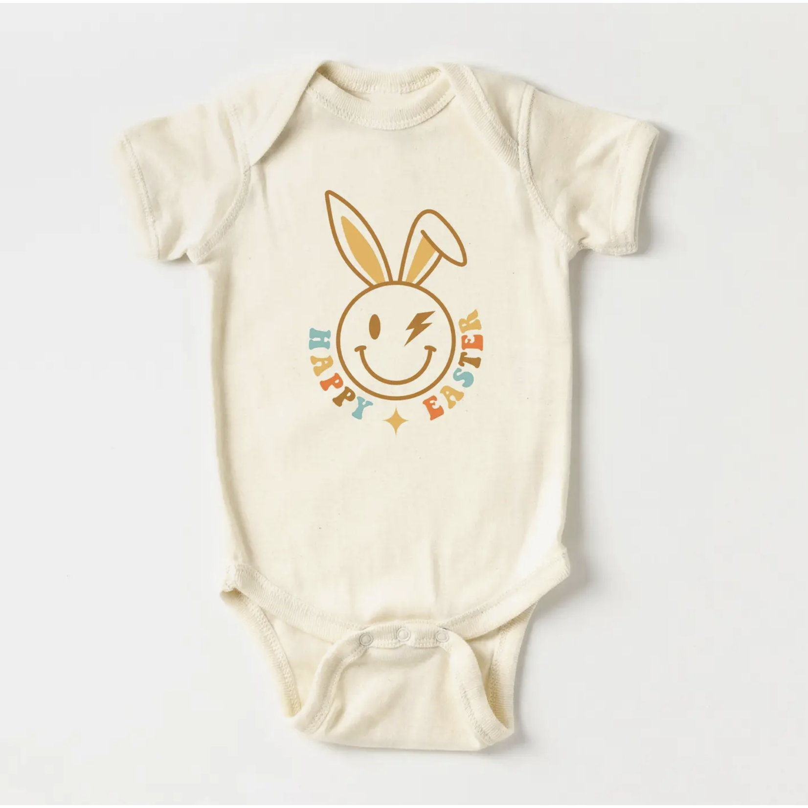 The Juniper Shop Happy Easter Onesie-Cream