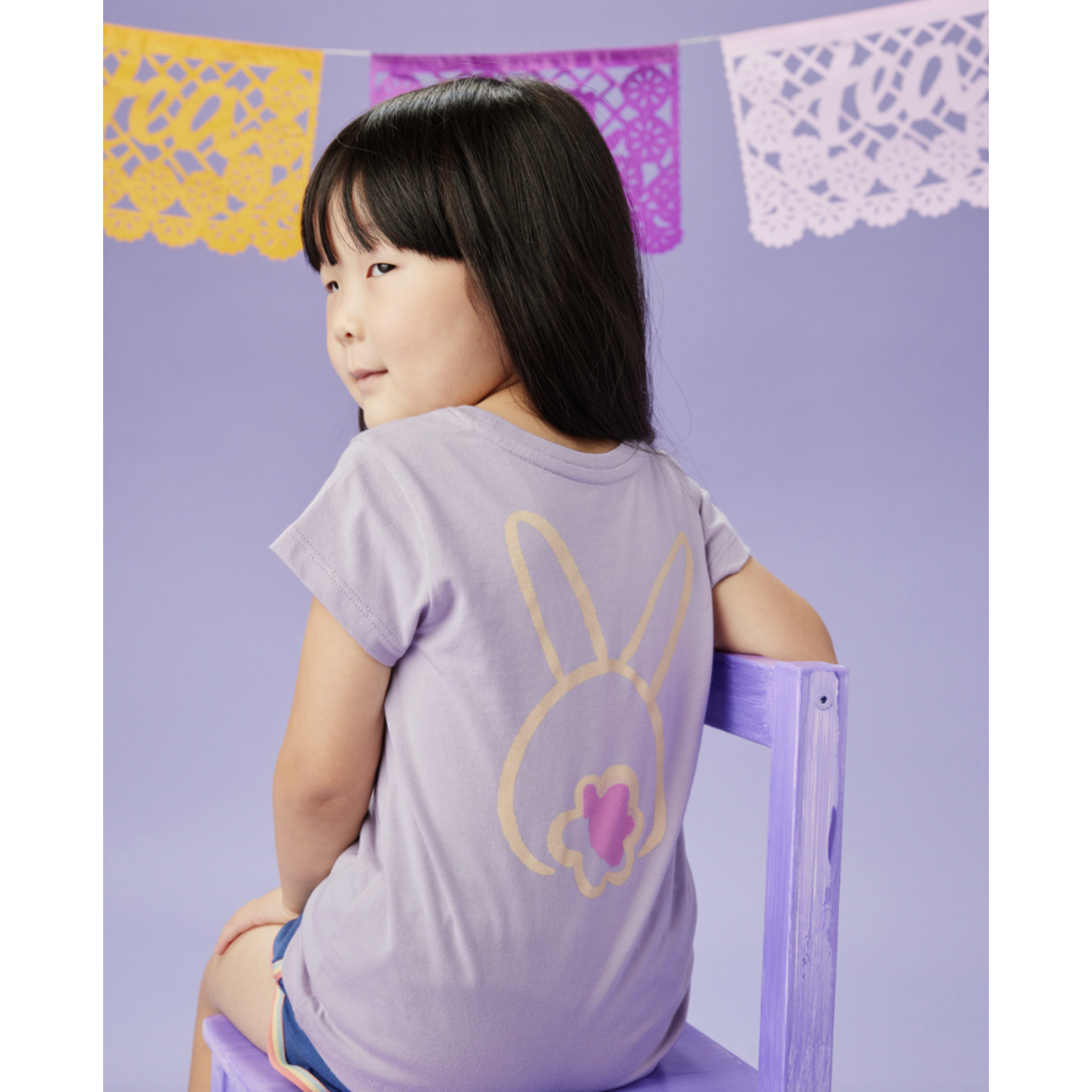 Tea Collection Painted Bunny Graphic Tee-Purple