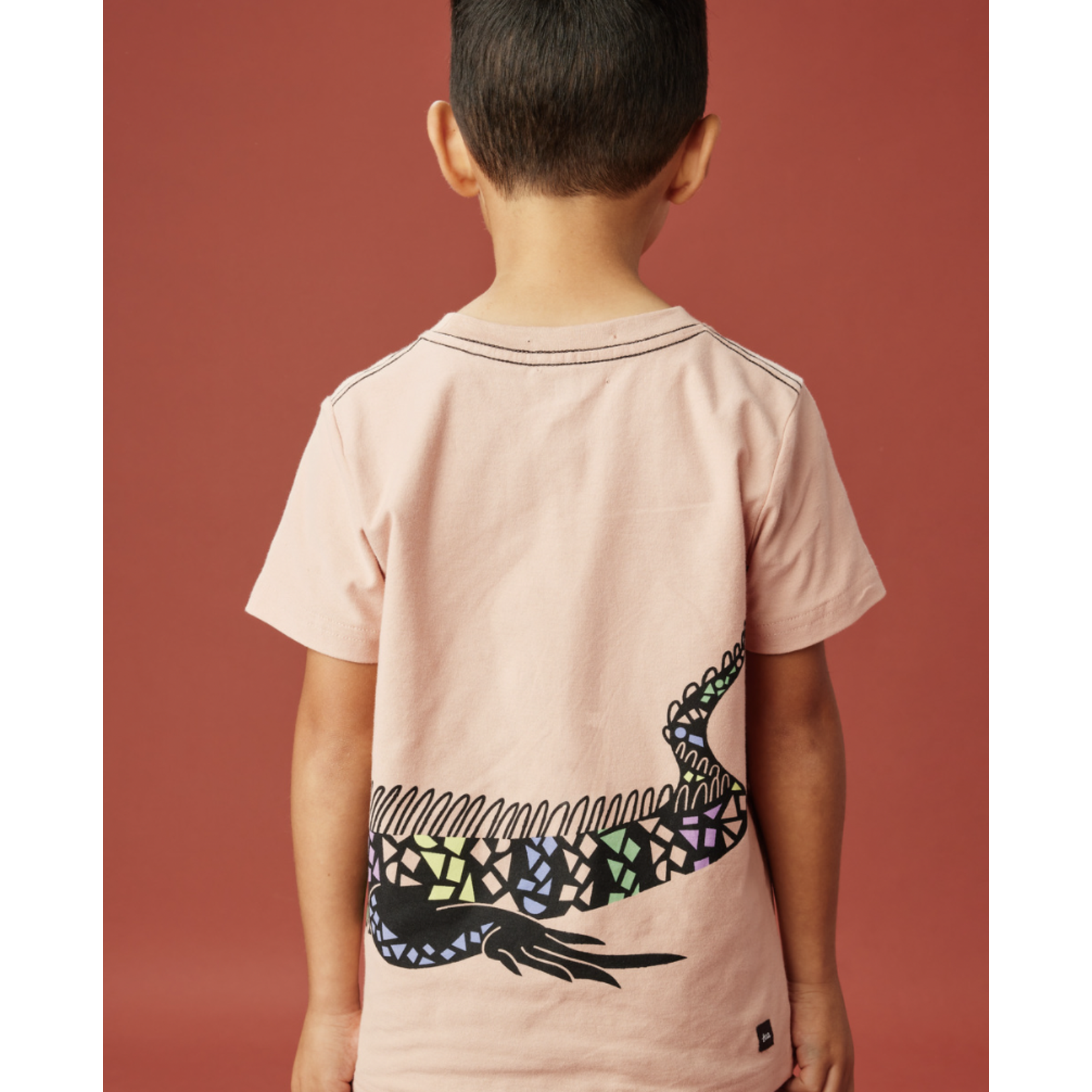 Tea Collection Mosaic Iguana Graphic Tee-Cameo Pink