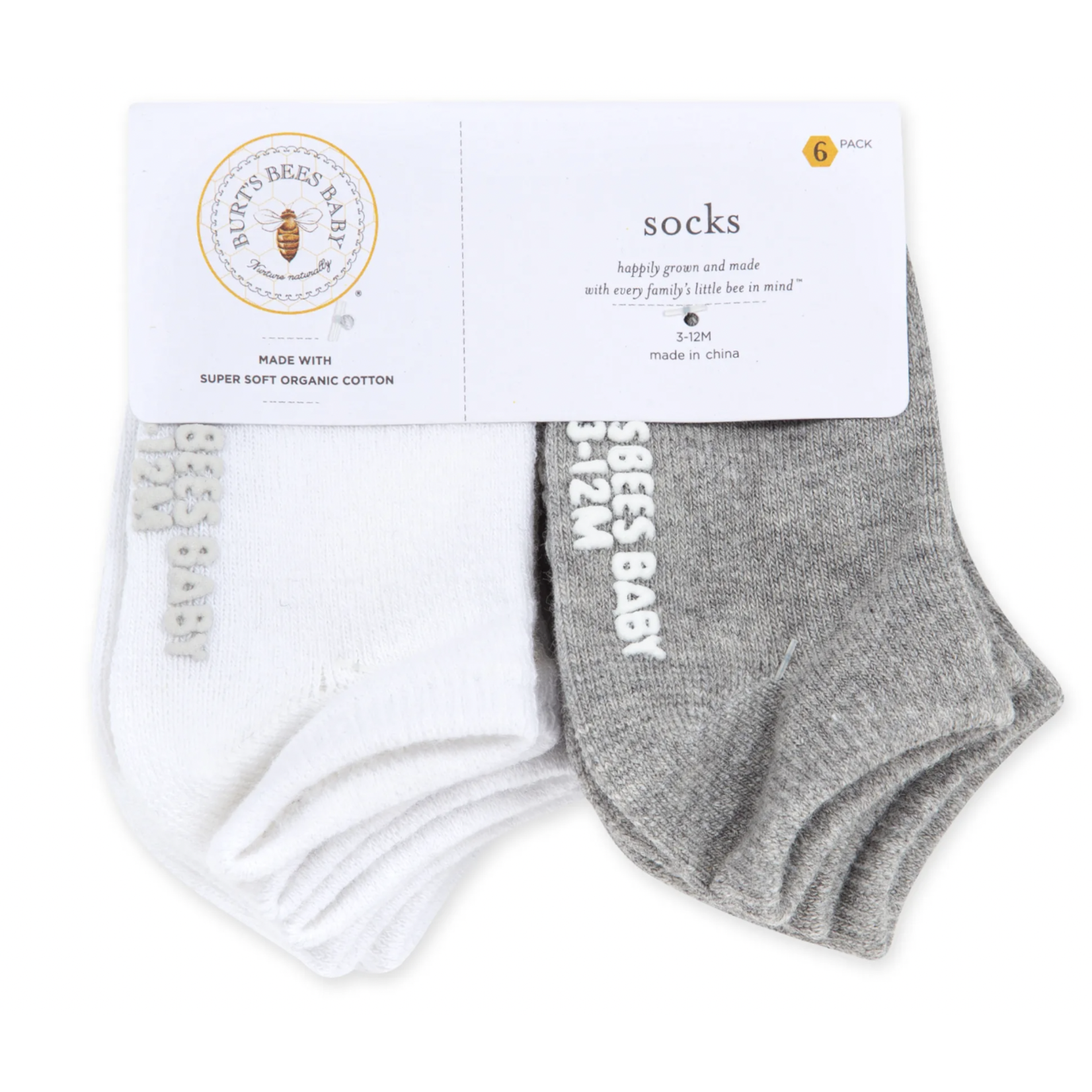 Burt's Bees Set of 6 Solid Ankle Socks-Heather Grey