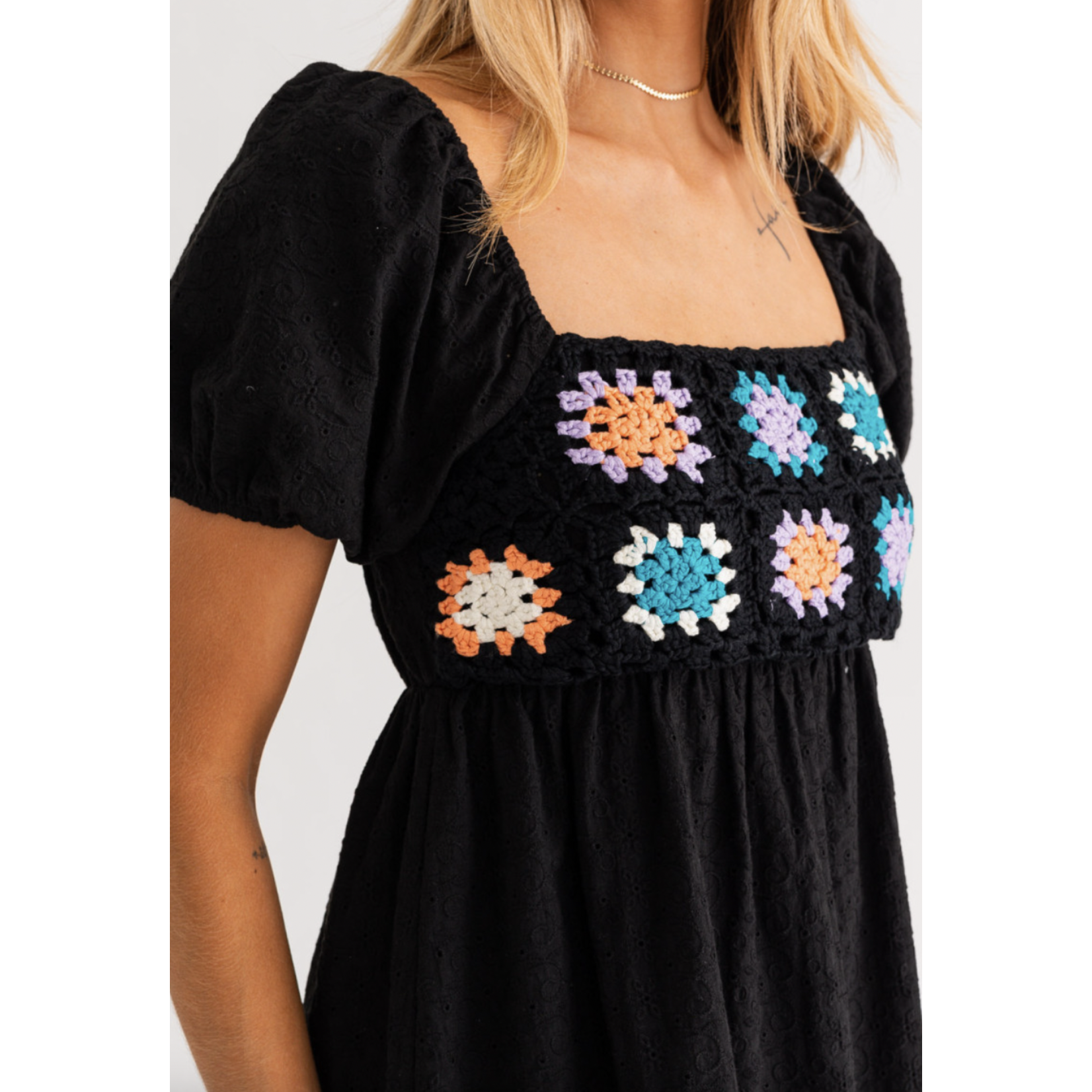 Lelis Prima Crochet Dress-Black