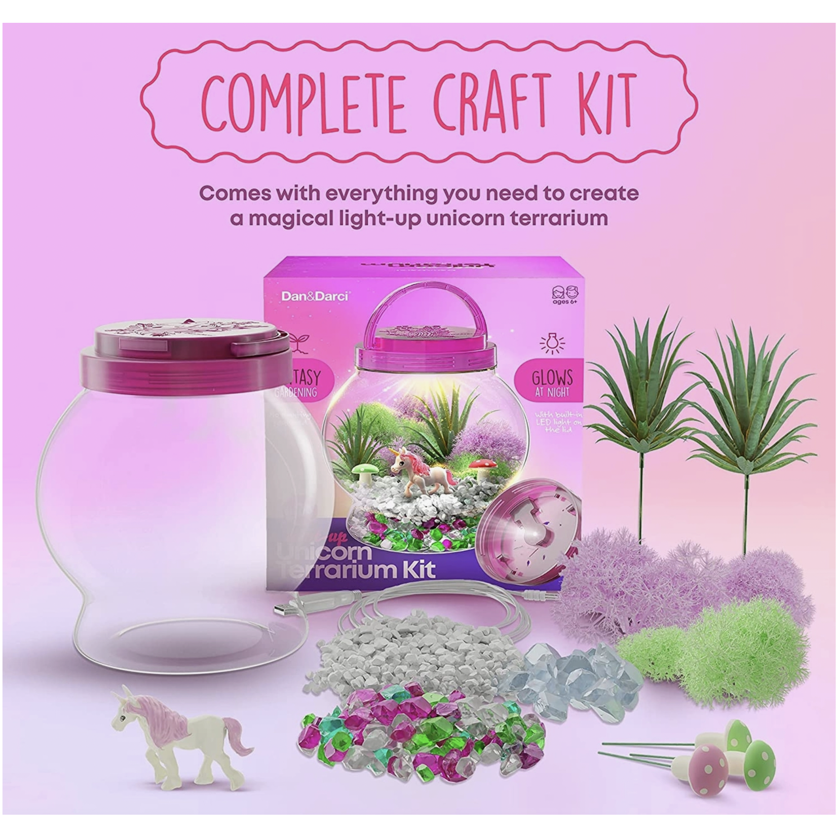 Dan&Darci Light-Up Unicorn Terrarium Kit