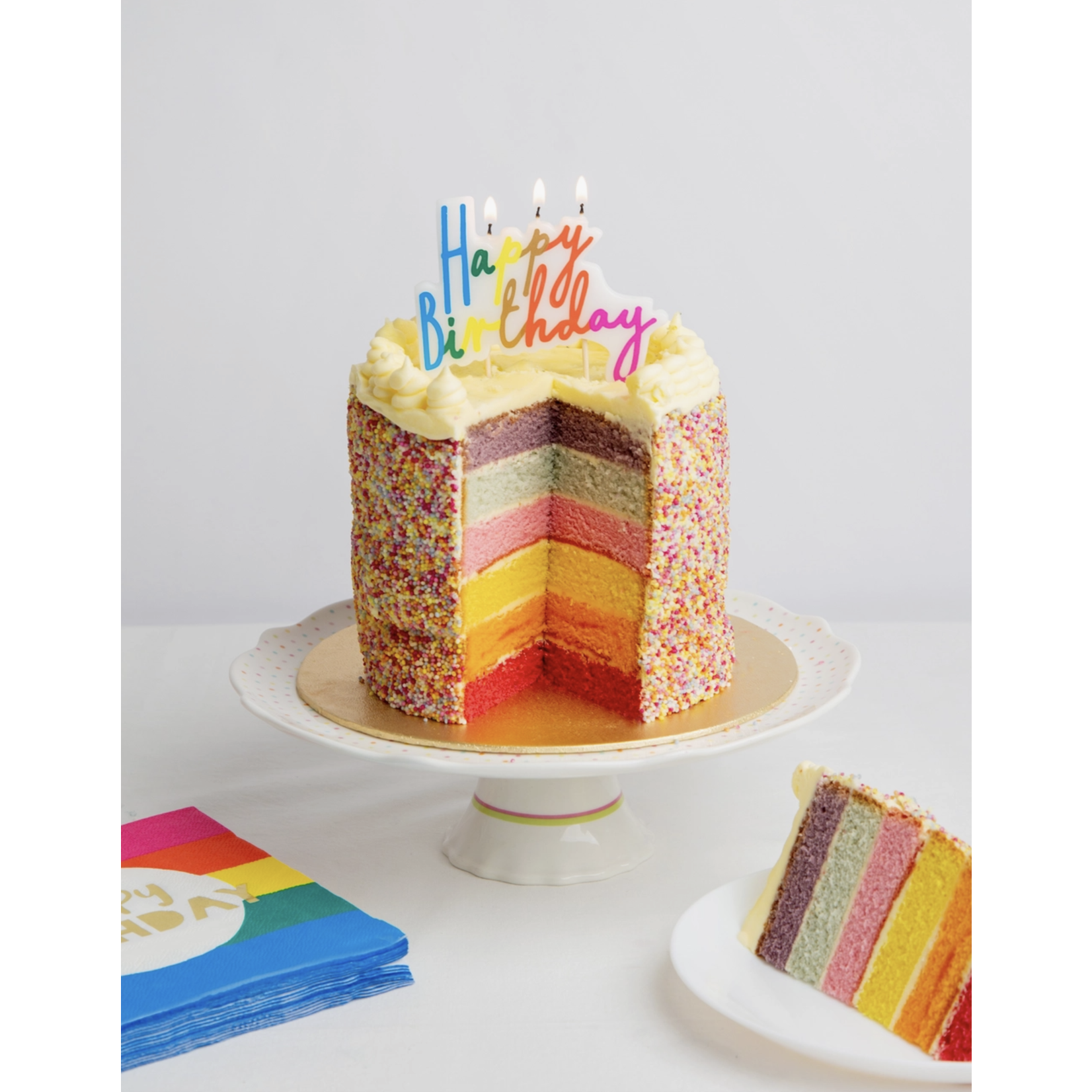 Rainbow Happy Birthday Candle Cake Topper The Brass Owl