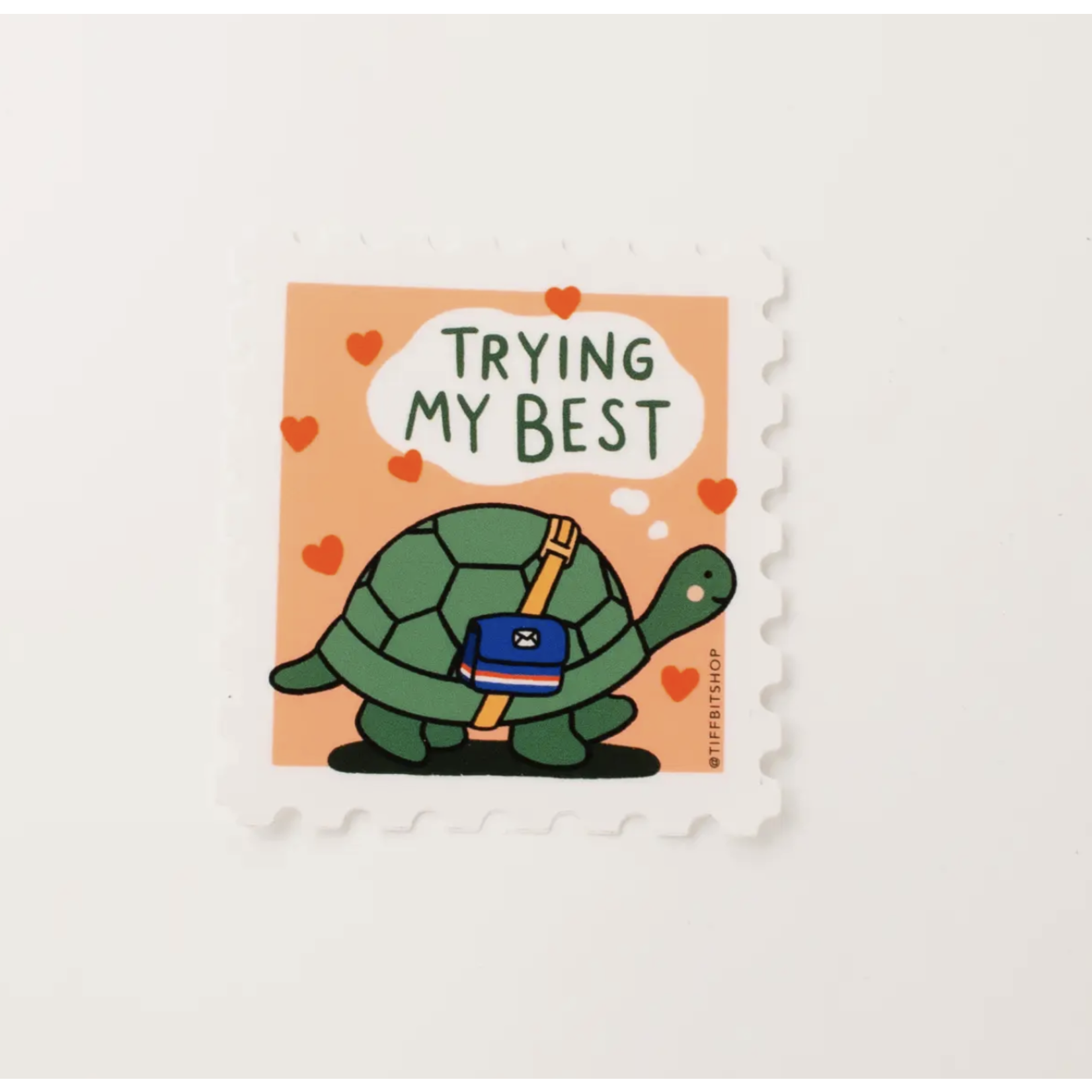 Tiffbits Trying My Best, Turtle Mail Stamp Sticker