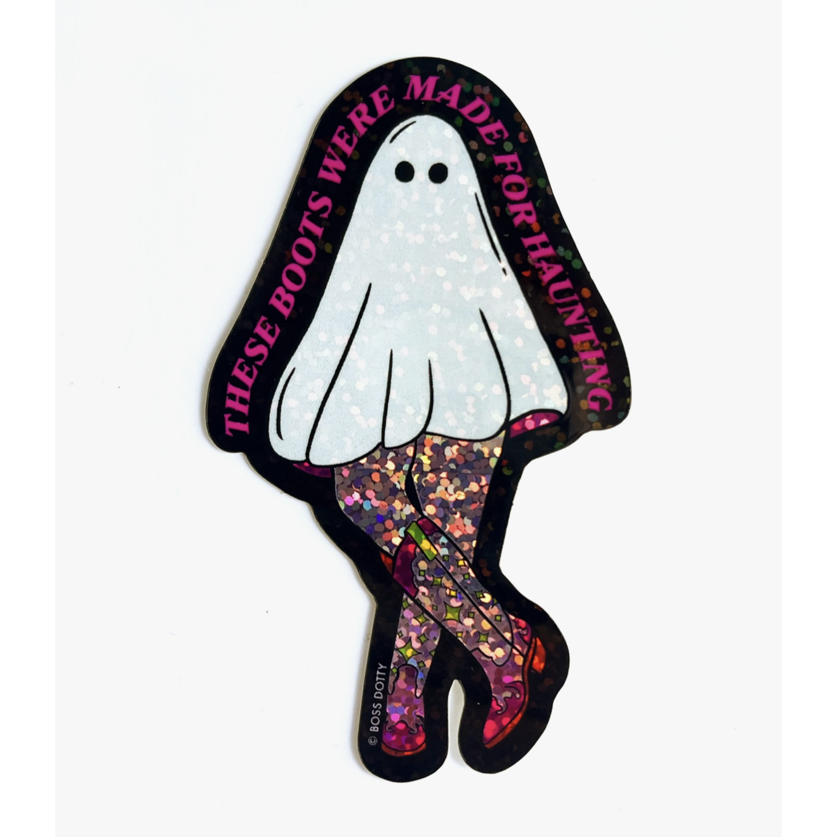 Boss Dotty Haunting Boots Glitter Ghost Sticker