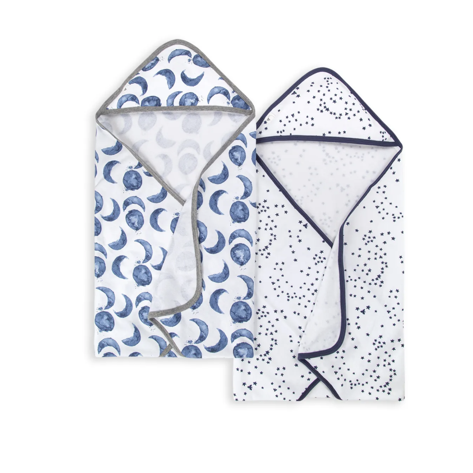 Burt's Bees Set of 2 Hello Moon! Hooded Towels- Blue Indigo