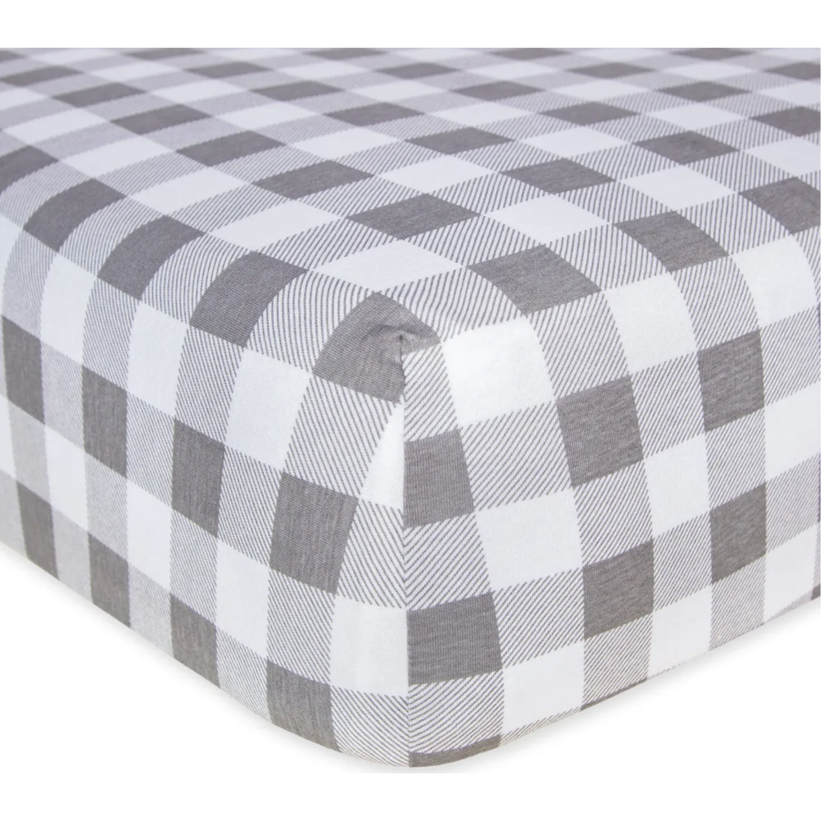 Burt's Bees Buffalo Check Fitted Crib Sheet Fog