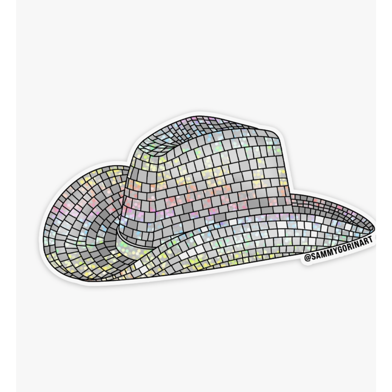 Sammy Gorin Disco Ball Cowboy Hat Glitter Sticker
