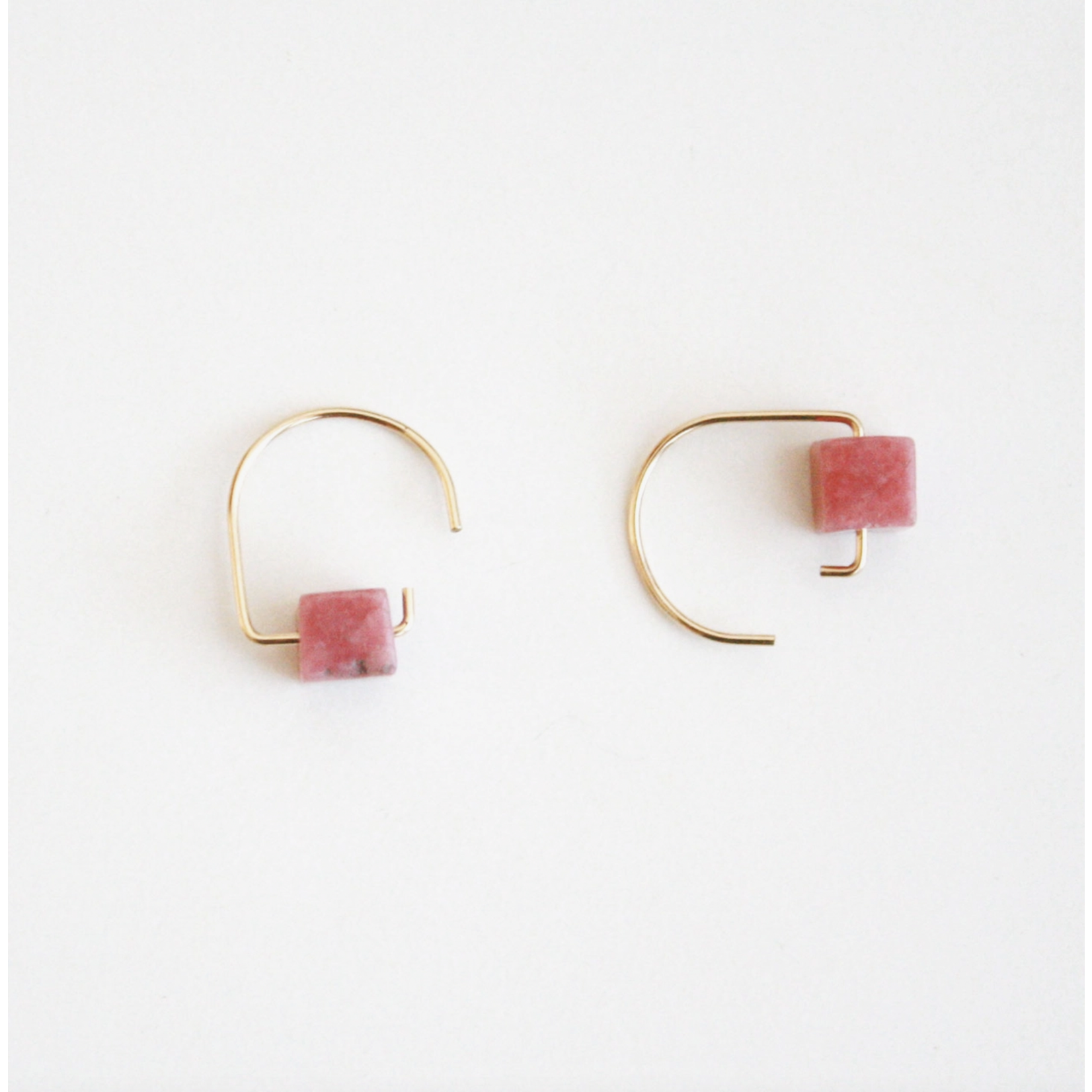 Hooks & Luxe Short Hook Earrings - Rhodonite