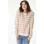 En Creme Flowers in Stripes Sweater-White/Red
