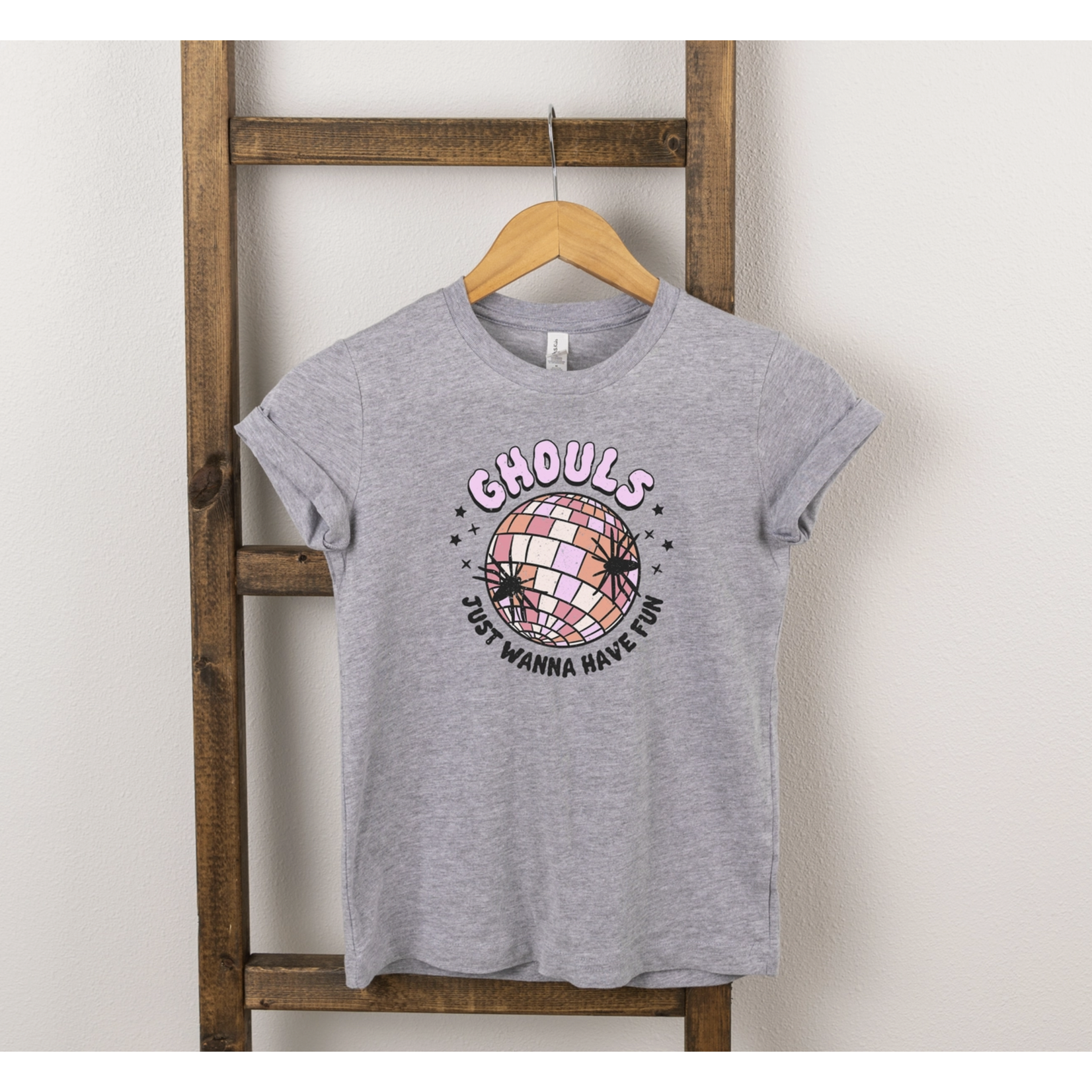 The Juniper Shop Ghouls Disco Ball Toddler Tee- Heather Grey