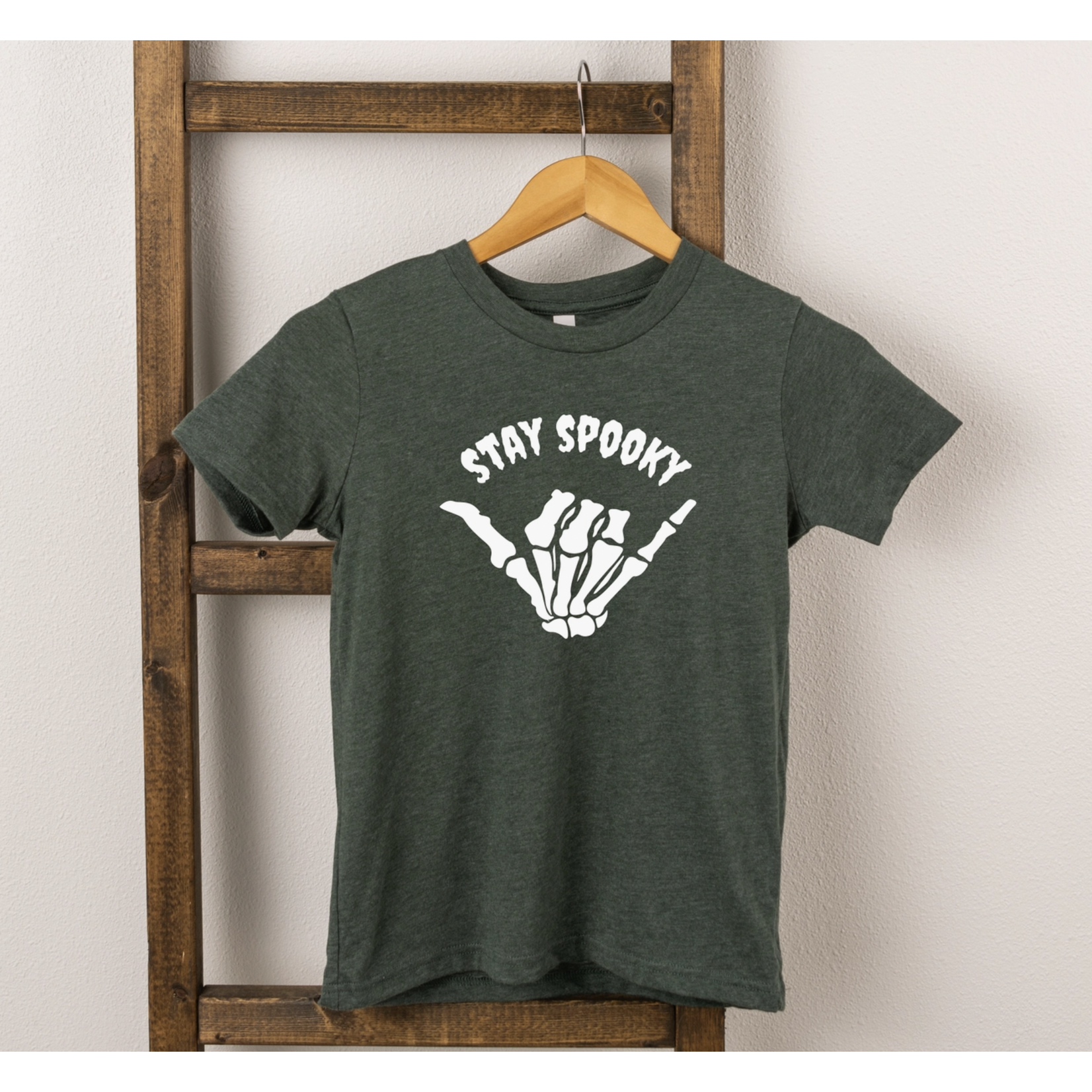The Juniper Shop Stay Spooky Hand Toddler Tee-Green